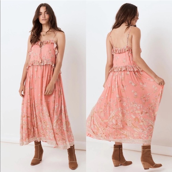 Spell and the gypsy midi maxi strappy Hendrix lurex sun dress ruffle boho - Picture 4 of 16